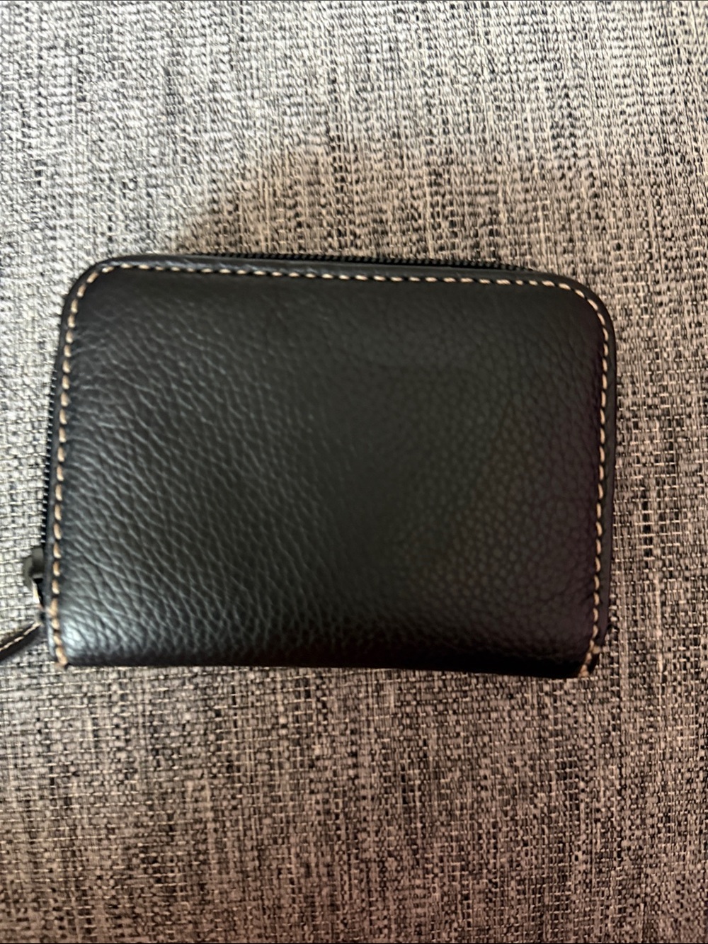 Black Pebbled Leather Zip Wallet